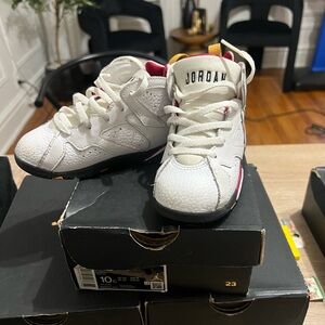 Jordan 6 Little Kids' White and Red Sneakers